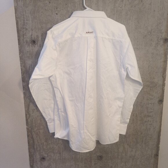 NWT Ariat Mens Medium Solid White Twill Long Sleeve Button Up Shirt - Picture 4 of 6